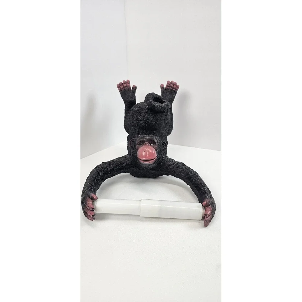 Whimsical Monkey Toilet Paper Cell Phone Holder Wall Mount Jungle Bathroom Decor